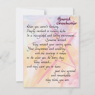 Honoured Grandmother Thanks and Appreciation Card