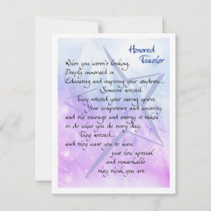 Honoured Teacher Appreciation Card