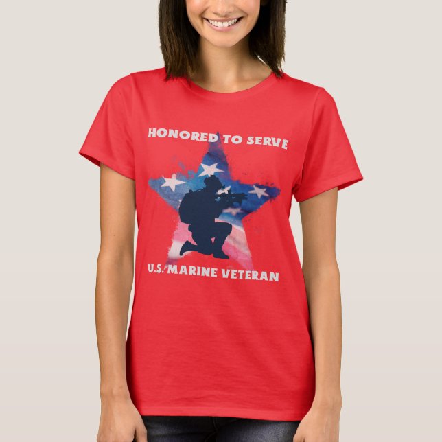 Honoured To Serve, US Marine Veteran T-Shirt (Front)