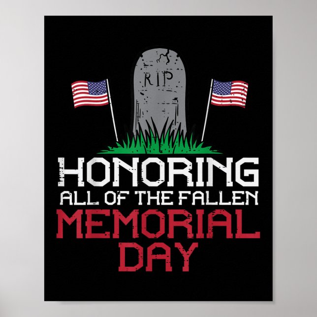 Honouring All Of The Fallen Headstone Memorial Day Poster (Front)