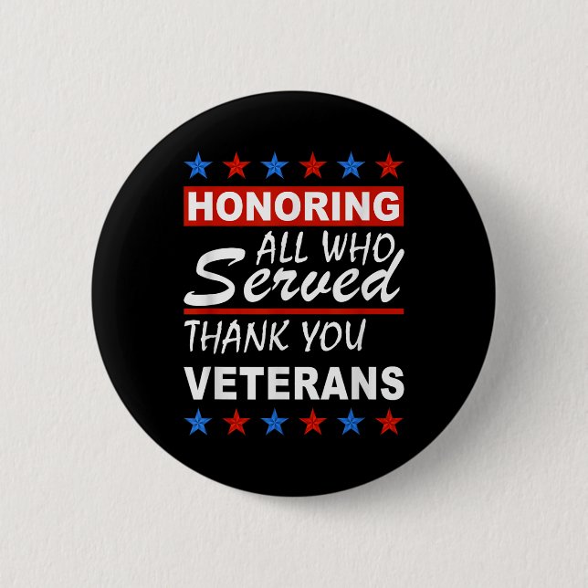 Honouring All Who Served, Thank You Veterans Day  6 Cm Round Badge (Front)