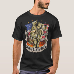 Honouring All Who Served Us Veteran Patriotic Memo T-Shirt