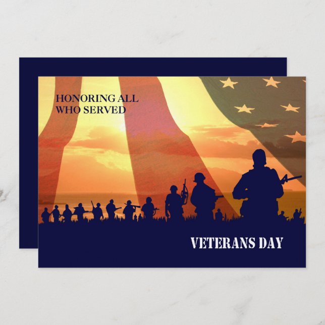 Honouring all who served. Veterans Day Flat Cards (Front/Back)