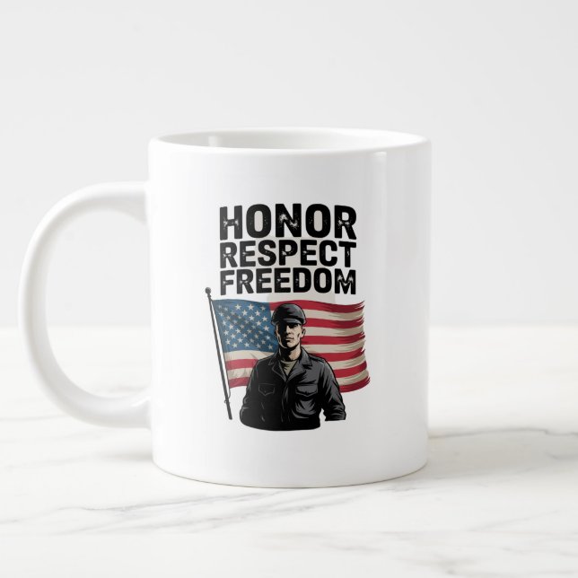 Honouring Heroes Veteran Day Patriotic Design Large Coffee Mug (Left)