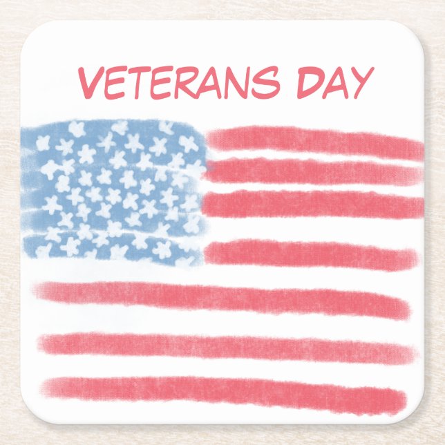 Honouring Heroes | Veterans Day Celebration Square Paper Coaster (Front)