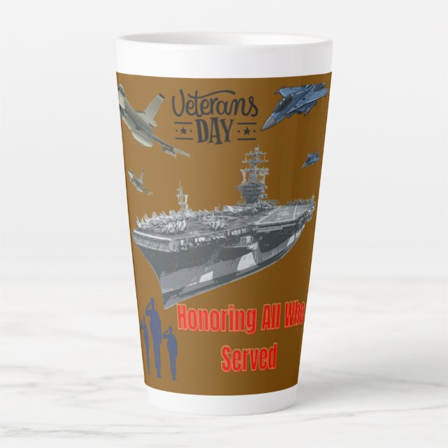 Honouring mighty military brown latte mug (Front)