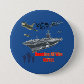 Honouring mighty military deep blue 7.5 cm round badge