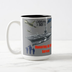 Honouring mighty military grey Two-Tone coffee mug