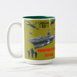 Honouring mighty military olive Two-Tone coffee mug