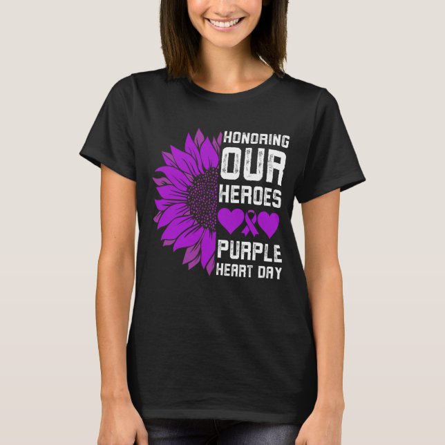 Honouring Our Heroes Purple Heart Day Military Kid T-Shirt (Front)