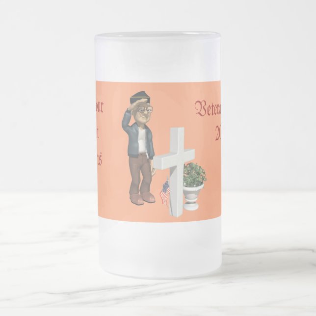 Honouring our Veterans - Frosted Glass Beer Mug (Center)