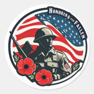 Honouring the Fallen on Memorial  Day Classic Round Sticker