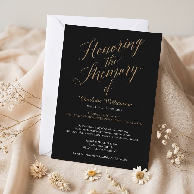 Honouring the Memory of Memorial Death Anniversary Invitation (Honoring the Memory of Memorial Death Anniversary Invitation)