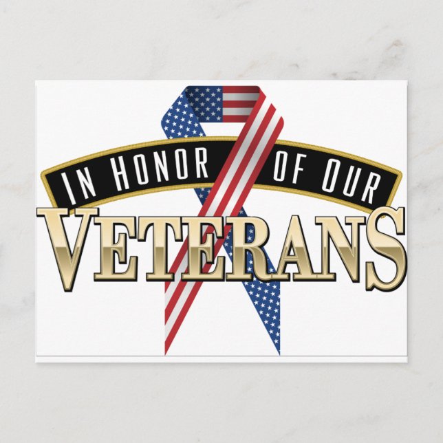 Honouring Veterans Logo Ribbon Postcard (Front)