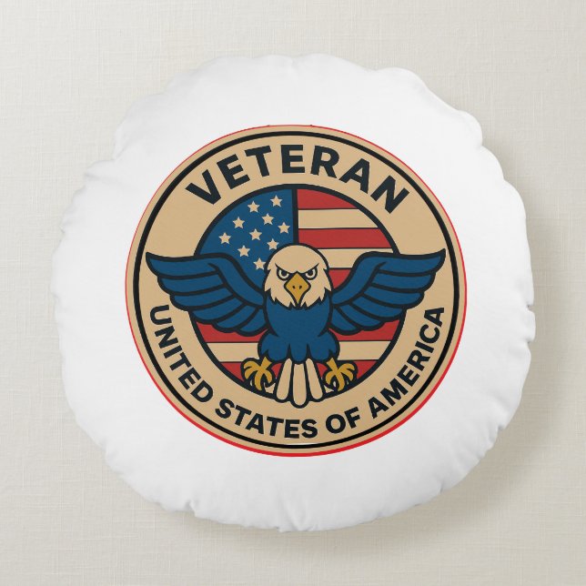Honouring Veterans with American Flag Round Cushion (Front)