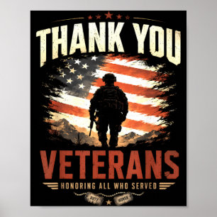 Honouring Who Served Thank Veterans Day Patriotic Poster
