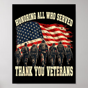 Honouring who served thank veterans memorial day poster