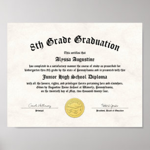 Honours 5th 8th Grade Graduation Homeschool Diplom Poster