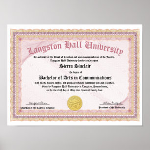 Honours College or University Diploma Replica Poster