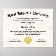 Honours College or University Diploma Replica
