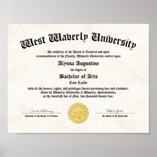 Honours College or University Diploma Replica Poster