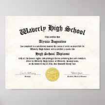 Honours High School Diploma Replica
