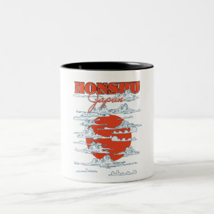 Honshu Japan travel poster Two-Tone Coffee Mug