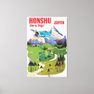 Honshu japan vintage vintage style travel poster canvas print