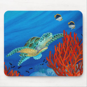 Honu and Black Coral Mouse Mat