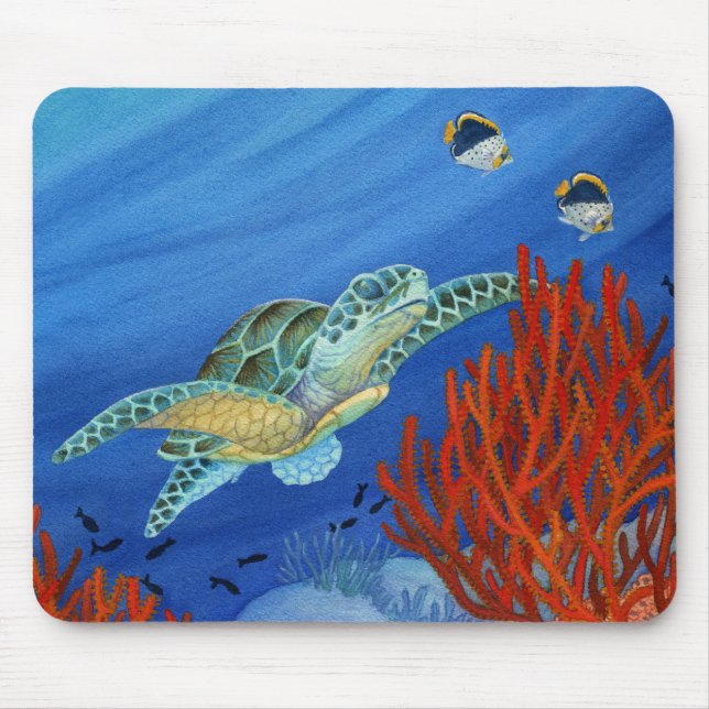 Honu and Black Coral Mouse Mat (Front)