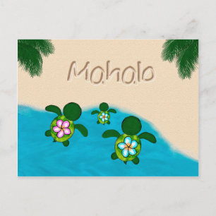 Honu Baby BOY Sea TURTLE Thank You Boys Blue #281 Postcard