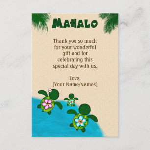 Honu Baby BOY Sea TURTLE Thank You FLAT Blue #281 Card
