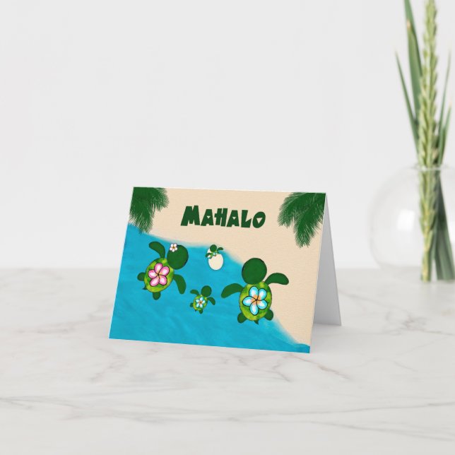 Honu BOY Baby Sea TURTLE Thank You Family Blue 284 Card (Front)