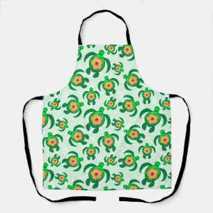 Honu Green Sea Turtles Hibiscus Flowers Apron