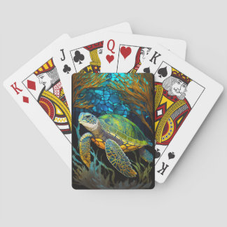 Honu Haven Stained Glass Water Playing Cards