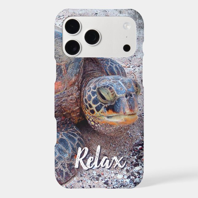 Honu Hawaii Sea Turtle Photo Relax Script Quote (Back)