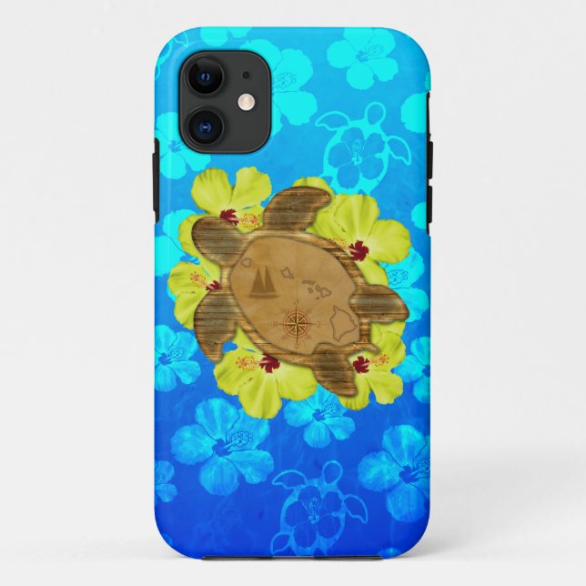 Honu Hawaiian Nautical Map Case-Mate iPhone Case (Back)
