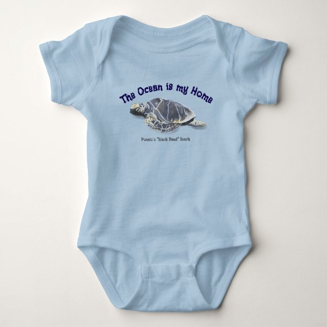 Honu Hawaiian Sea Turtle “Ocean is my Home” Baby Bodysuit (Front)
