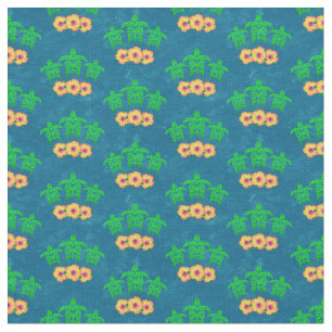 Honu Hawaiian Tribal Green Sea Turtles Fabric