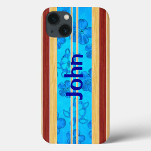 Honu Hawiian Fake Wood Surfboard iPhone 13 Case