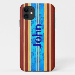 Honu Hawiian Fake Wood Surfboard iPhone 11 Case
