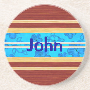 Honu Hawiian Fake Wood Surfboard Coaster