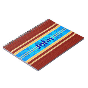 Honu Hawiian Fake Wood Surfboard Notebook