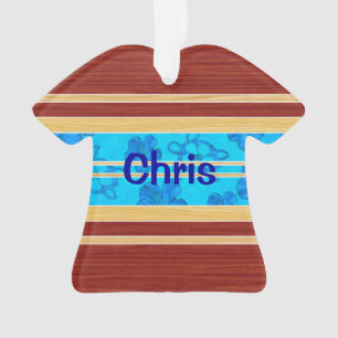 Honu Hawiian Fake Wood Surfboard Ornament