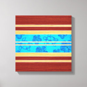 Honu Hawiian Faux Wood Surfboard Canvas Print