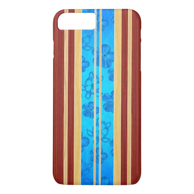 Honu Hawiian Faux Wood Surfboard Case-Mate iPhone Case (Back)