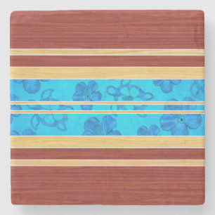 Honu Hawiian Faux Wood Surfboard Stone Coaster