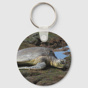 Honu Resting on the Warm Rocks Key Ring