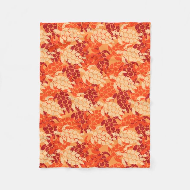 Honu Sea Turtle Hawaiian Aloha - Papaya Fleece Blanket (Front)
