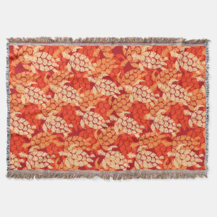 Honu Sea Turtle Hawaiian Aloha - Papaya Throw Blanket